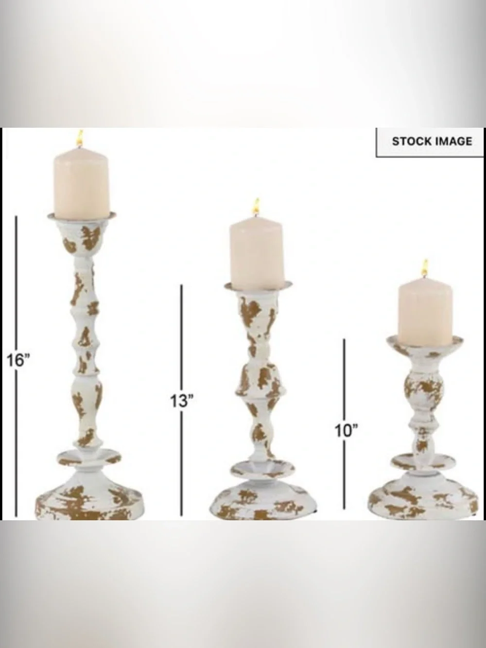 ✨ Deco 79 Set of 3 Distressed White & Gold Candle Holders